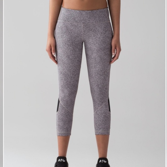 Lululemon Pace Rival Crop Leggings (22") Sea Spray Alpine White Dark Chrome/ Blk - Picture 3 of 16